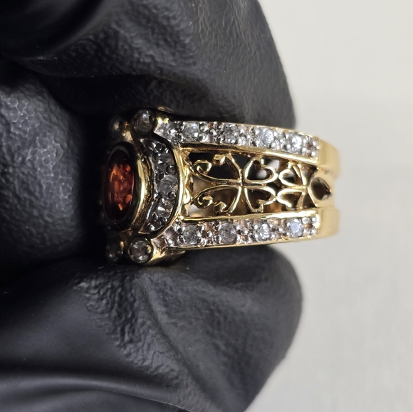 Watch Video  / Sterling Silver 925 Gold Ring - Picture 7 of 9